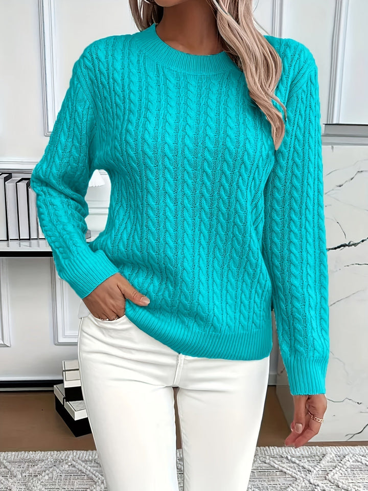 Isaline | Women's Cable Crew Neck Sweater