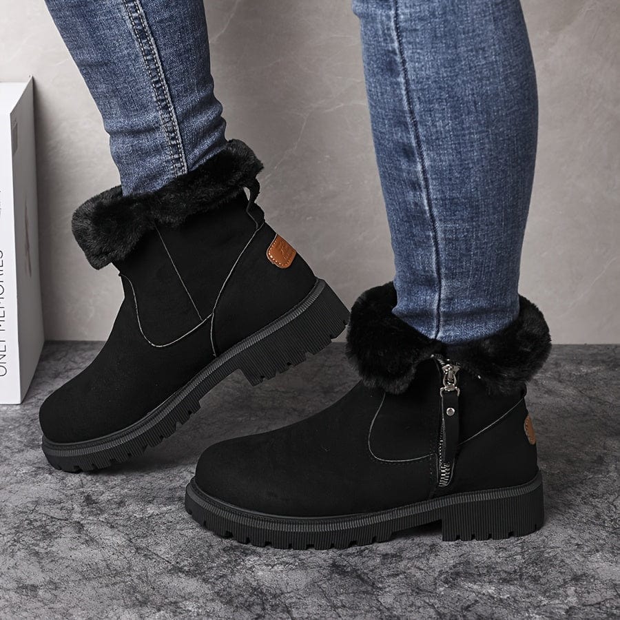 Hedwige | Women's Pile-Lined Ankle Boots with Buckle Strap