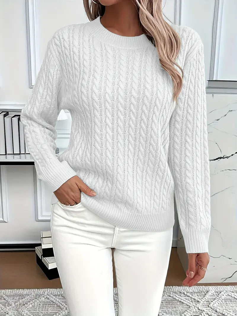 Isaline | Women's Cable Crew Neck Sweater