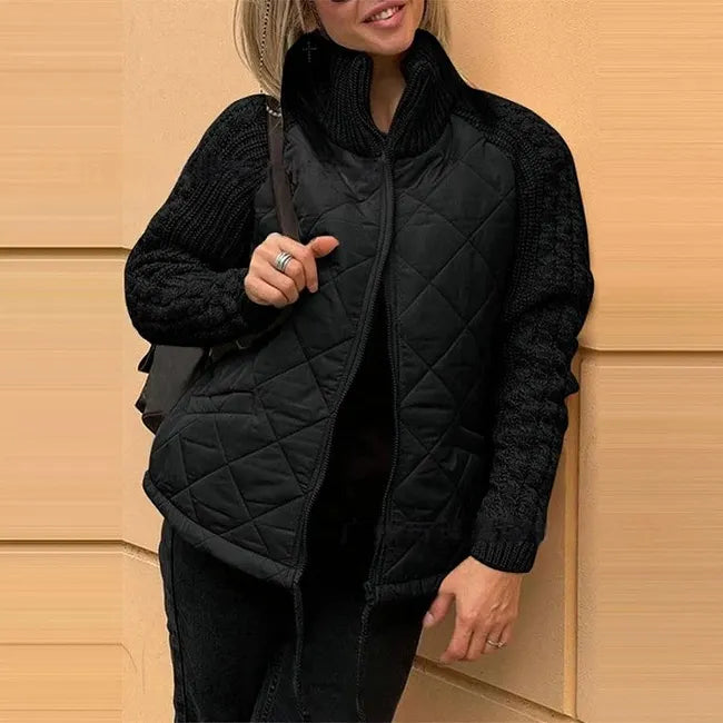 Fabienne | Women's Quilted Jacket with Contrast Textured Sleeves