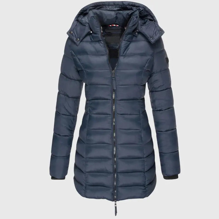 Zelie | Women's Longline Hooded Puffer Coat with Zip Front