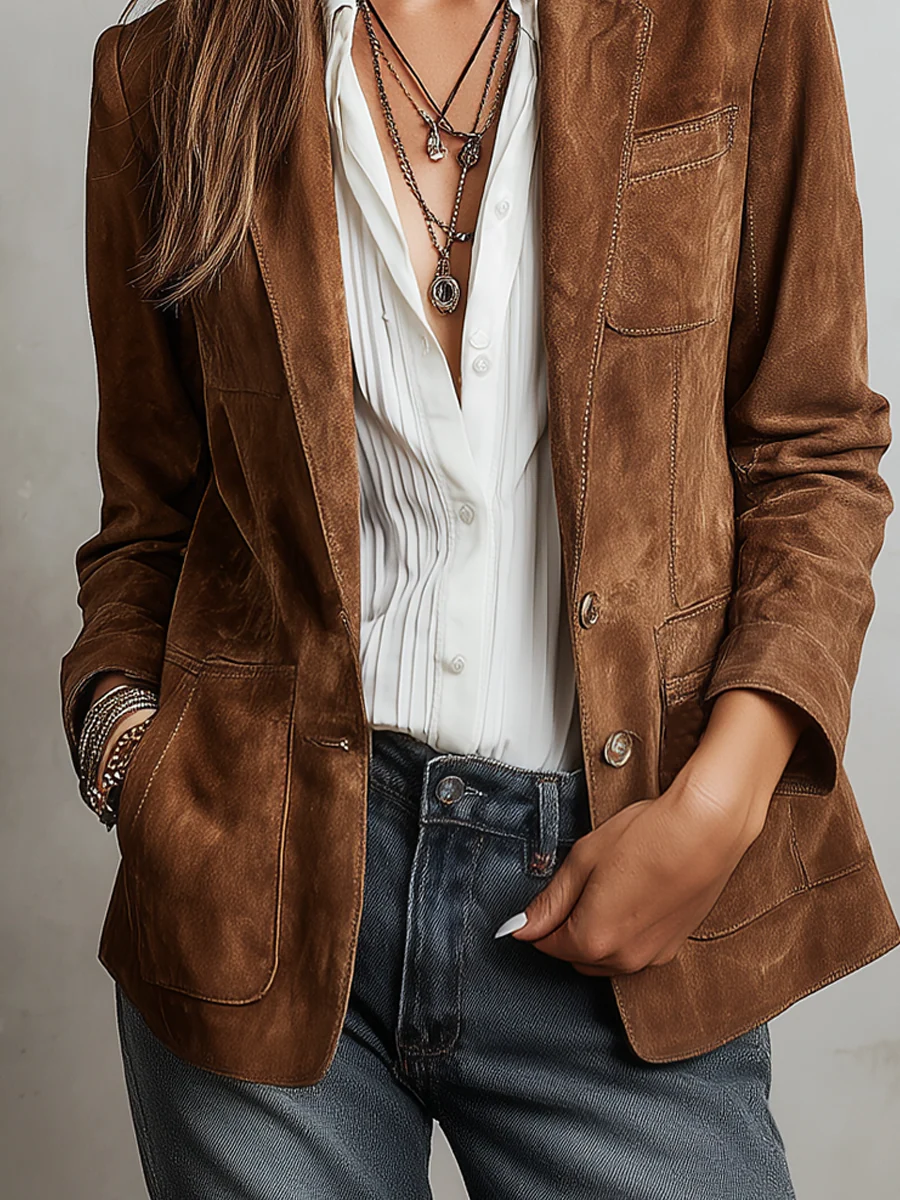 Ghislaine | Women's Button-Down Blazer with Patch Pockets