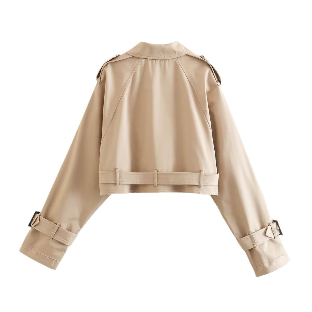 Leontine | Women's Cropped Trench Jacket with Wide Lapel
