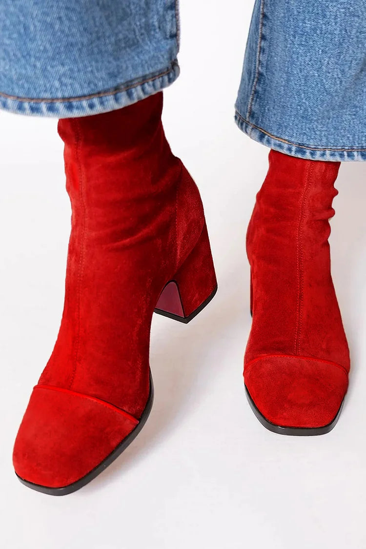 Sophie | Square Toed Ankle Boot with Bold Heel