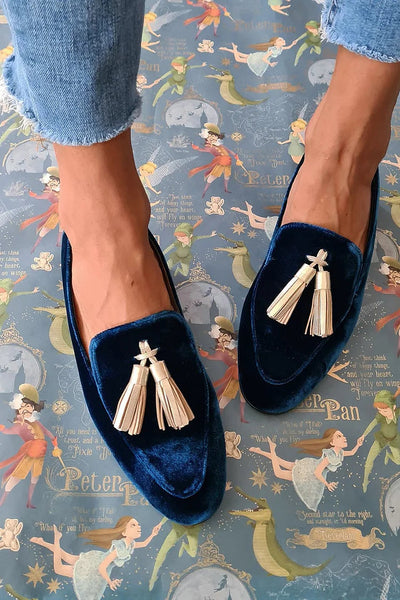 Sophia | Midnight Elegance Loafers with Champagne Tassels