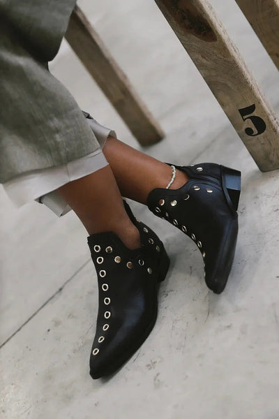 Sophia | Pointed Studded Ankle Boot