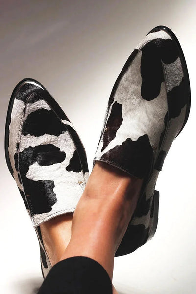 Isabella | Cow Print Slip-Ons