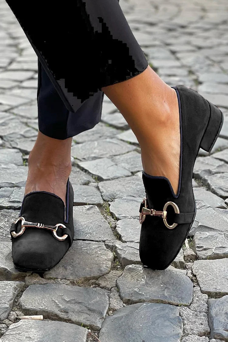 Sophie | Black Loafers with Golden Bit