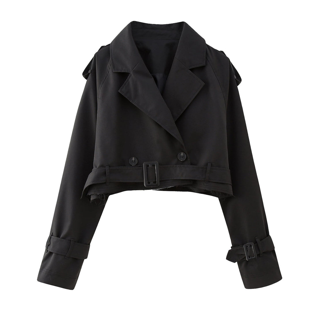 Leontine | Women's Cropped Trench Jacket with Wide Lapel