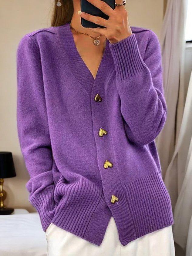 Cerise | Women's Cardigan with Heart-Shaped Buttons
