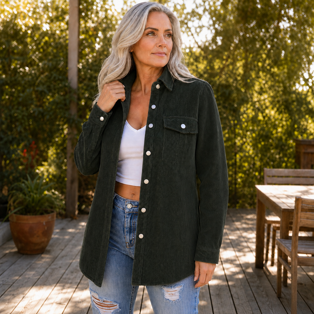 Bernadine | Women's Wide-Wale Ribbed Shirt Jacket with Lined Body