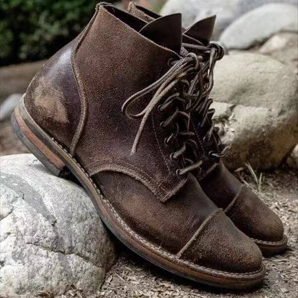 Men's Lace-Up Boots with Leather Upper for Winter