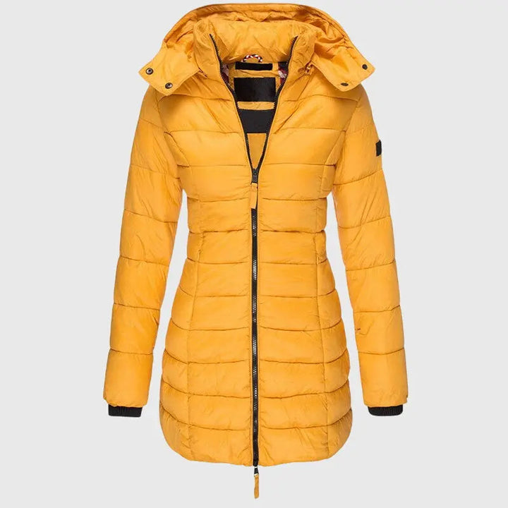 Zelie | Women's Longline Hooded Puffer Coat with Zip Front
