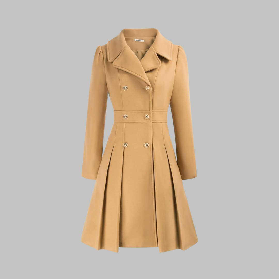 Mathilde | Women's Double-Breasted Fit-and-Flare Coat with Notch Lapel