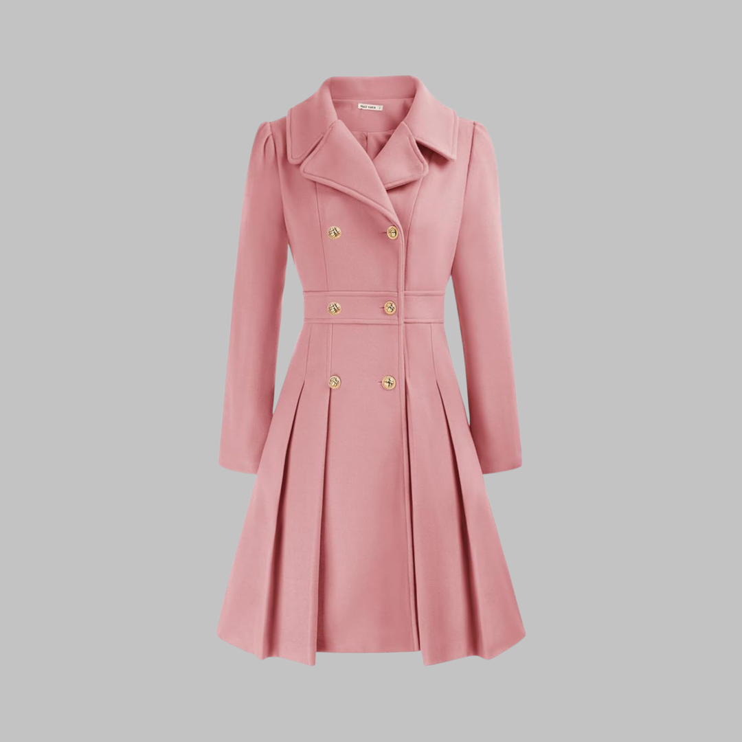 Mathilde | Women's Double-Breasted Fit-and-Flare Coat with Notch Lapel