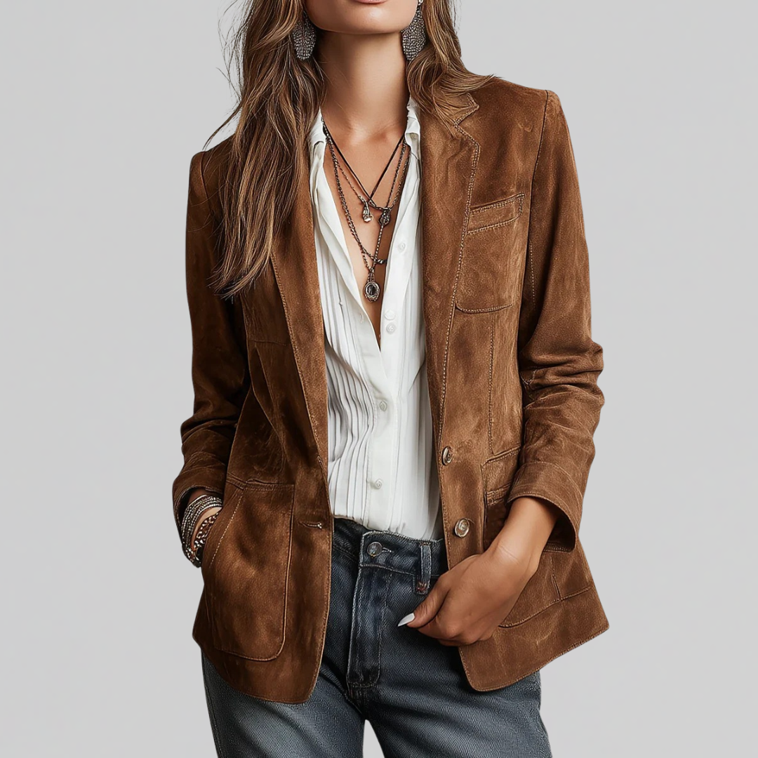 Nolwenn | Women's Relaxed Blazer with Notch Lapel and Flap Pockets
