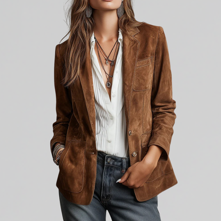 Nolwenn | Women's Relaxed Blazer with Notch Lapel and Flap Pockets