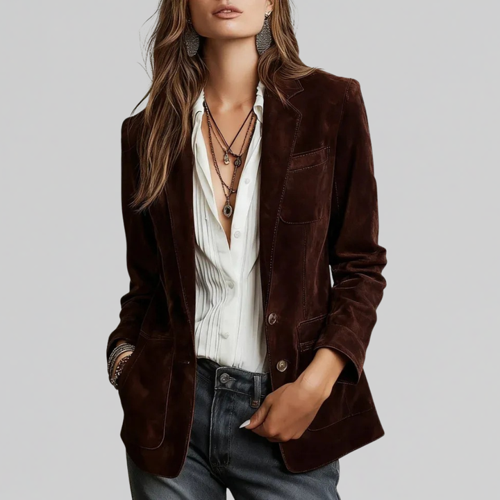 Nolwenn | Women's Relaxed Blazer with Notch Lapel and Flap Pockets