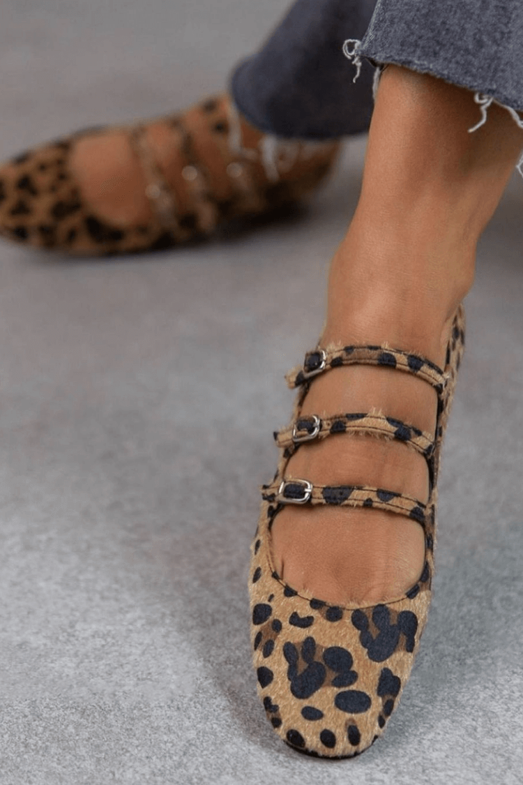 Sophia | Leopard Buckle Flats