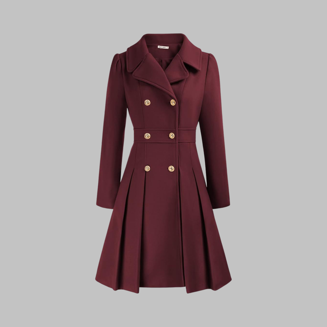 Mathilde | Women's Double-Breasted Fit-and-Flare Coat with Notch Lapel