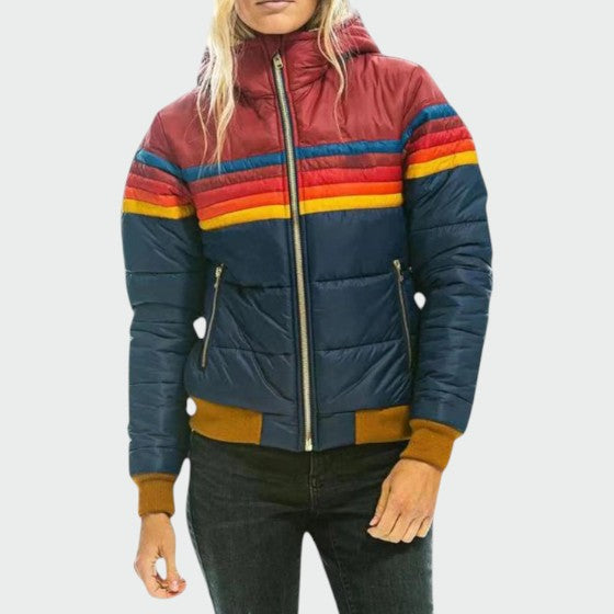 Doriane | Women's Colourblock Striped Puffer Jacket