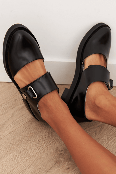 Sophia | Black Buckle Loafers