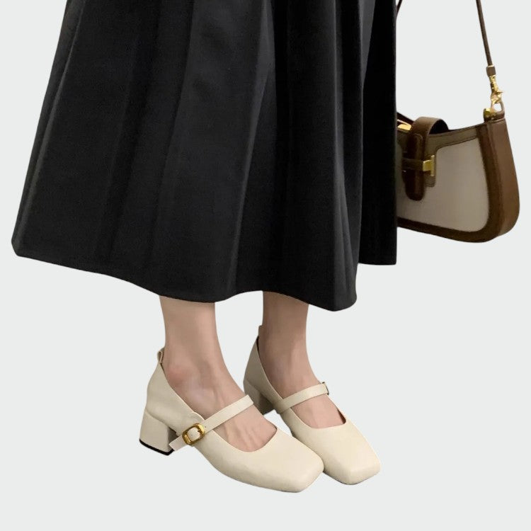 Olivia | Square Tip High Heeled Mary Jane Shoes