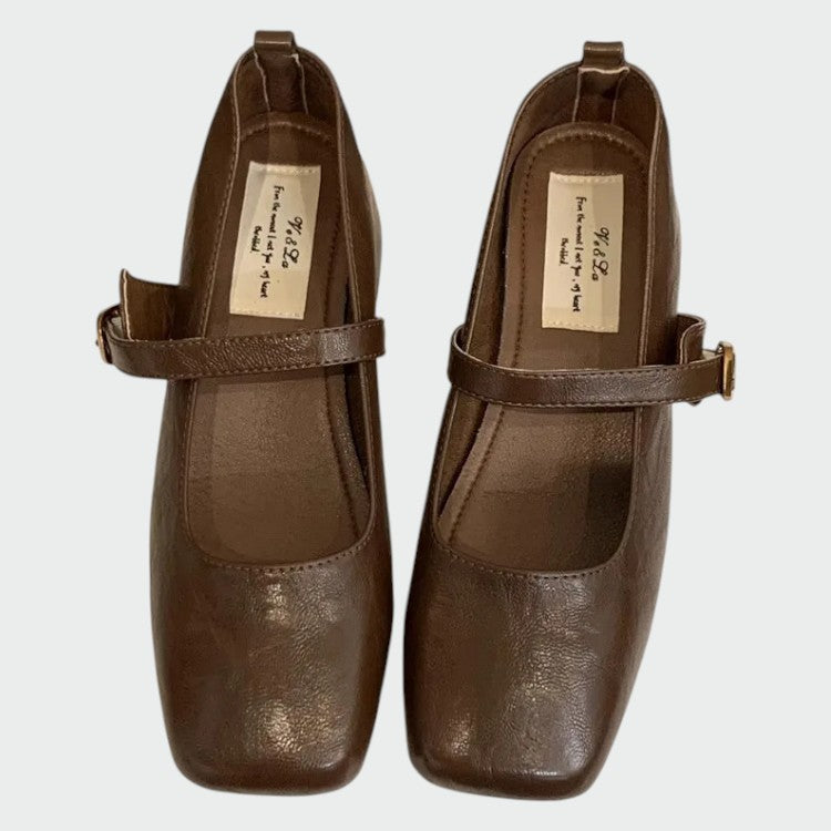 Olivia | Square Tip High Heeled Mary Jane Shoes