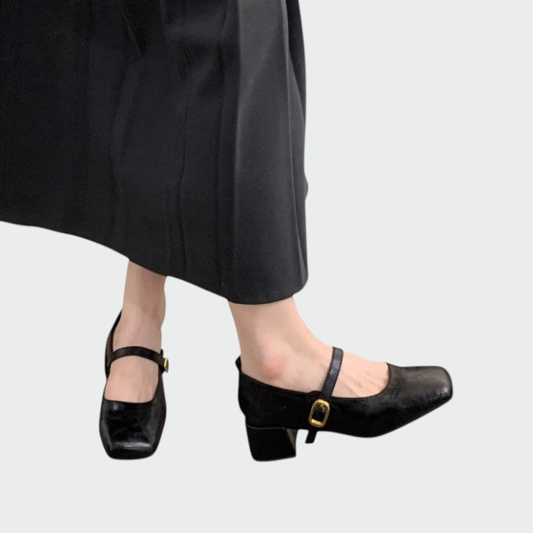 Olivia | Square Tip High Heeled Mary Jane Shoes