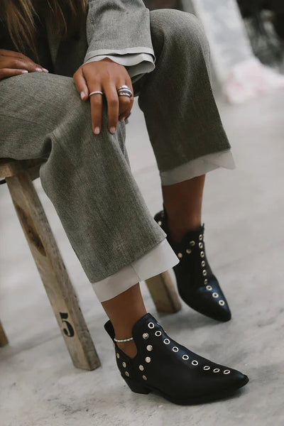 Sophia | Pointed Studded Ankle Boot