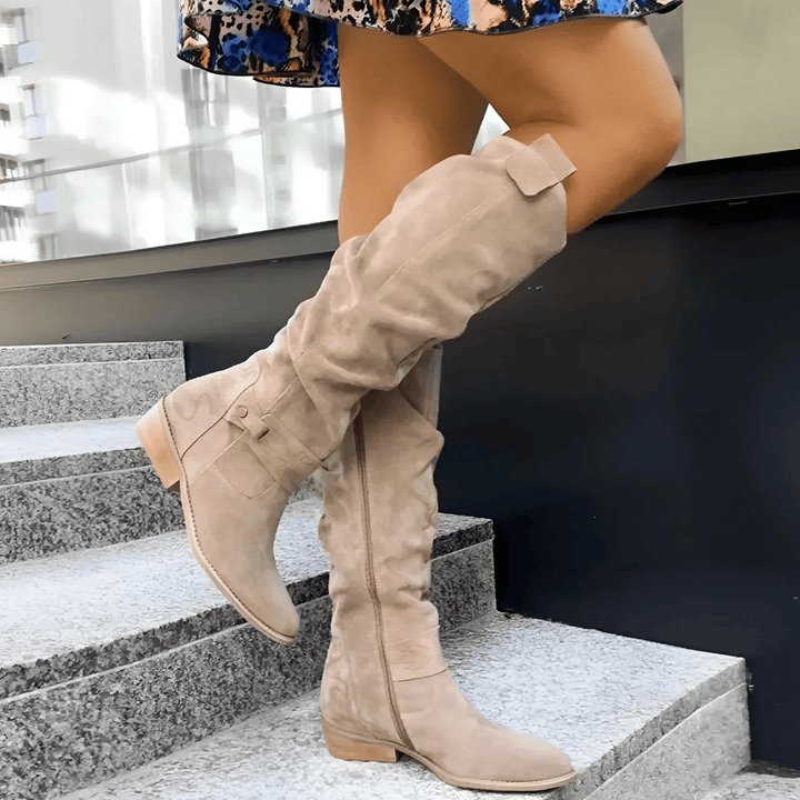 Cassandre | Women's Slouchy Knee Boots with Ankle Buckle