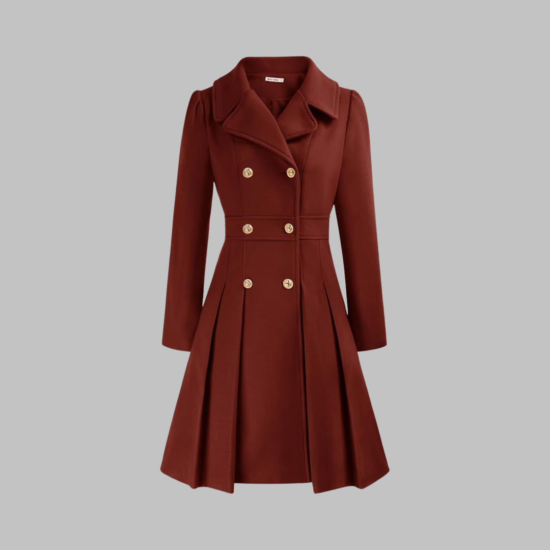 Mathilde | Women's Double-Breasted Fit-and-Flare Coat with Notch Lapel