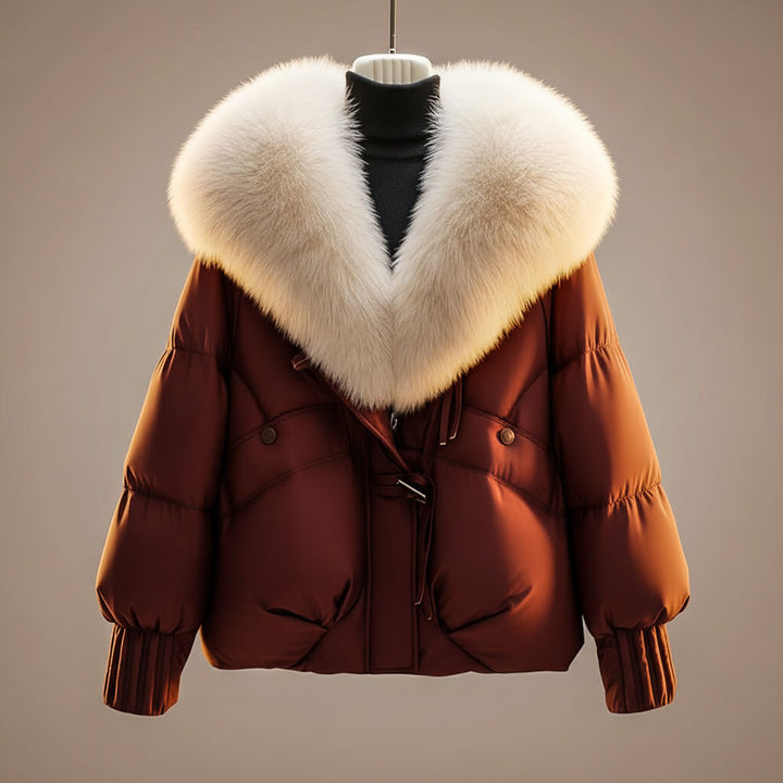 Honorine | Women's Cropped Puffer Jacket with Oversized Statement Collar