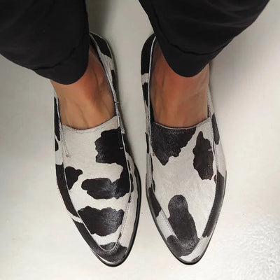 Isabella | Cow Print Slip-Ons
