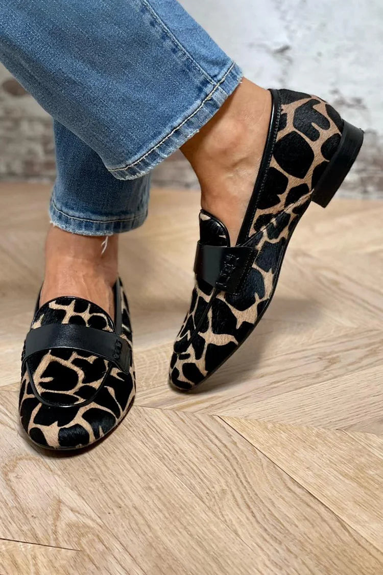 Animal Print Loafer with Elegant Detail