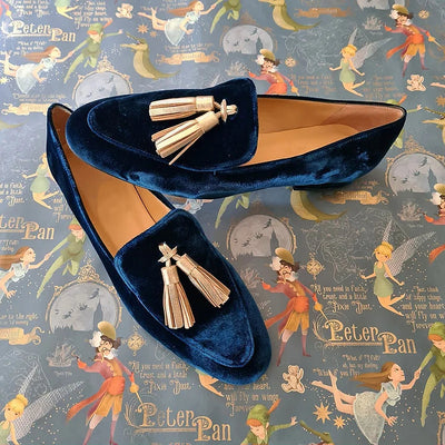 Midnight Elegance | Loafers with Champagne Tassels