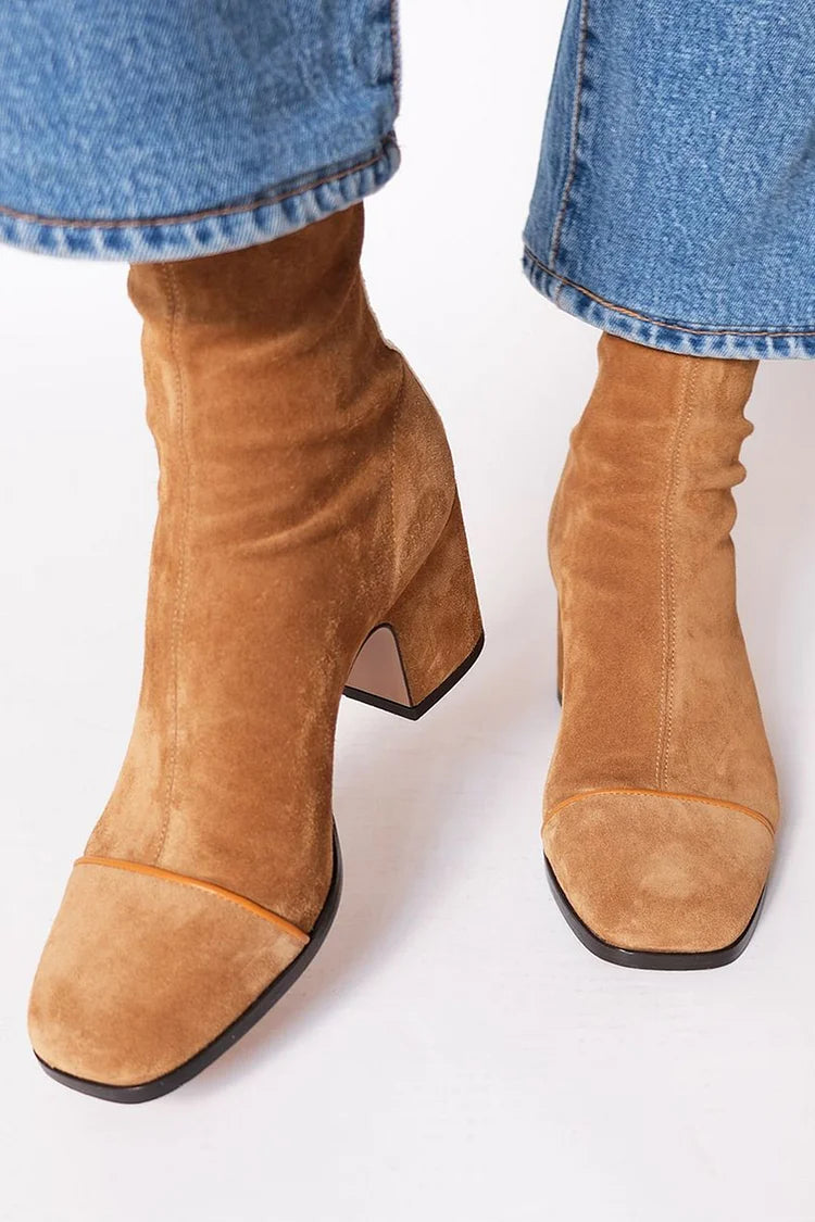 Sophia | Suede Zip-Up Ankle Boots