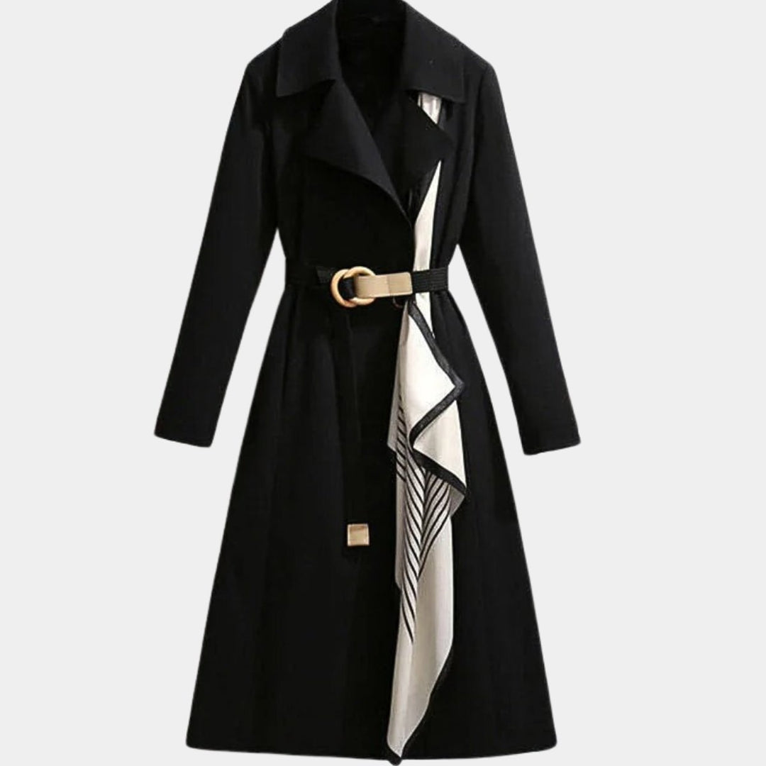 Jeanne | Women's Belted Trench Coat with Scarf Detail