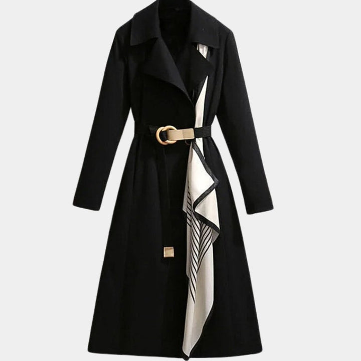 Jeanne | Women's Belted Trench Coat with Scarf Detail