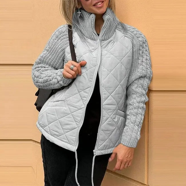 Fabienne | Women's Quilted Jacket with Contrast Textured Sleeves