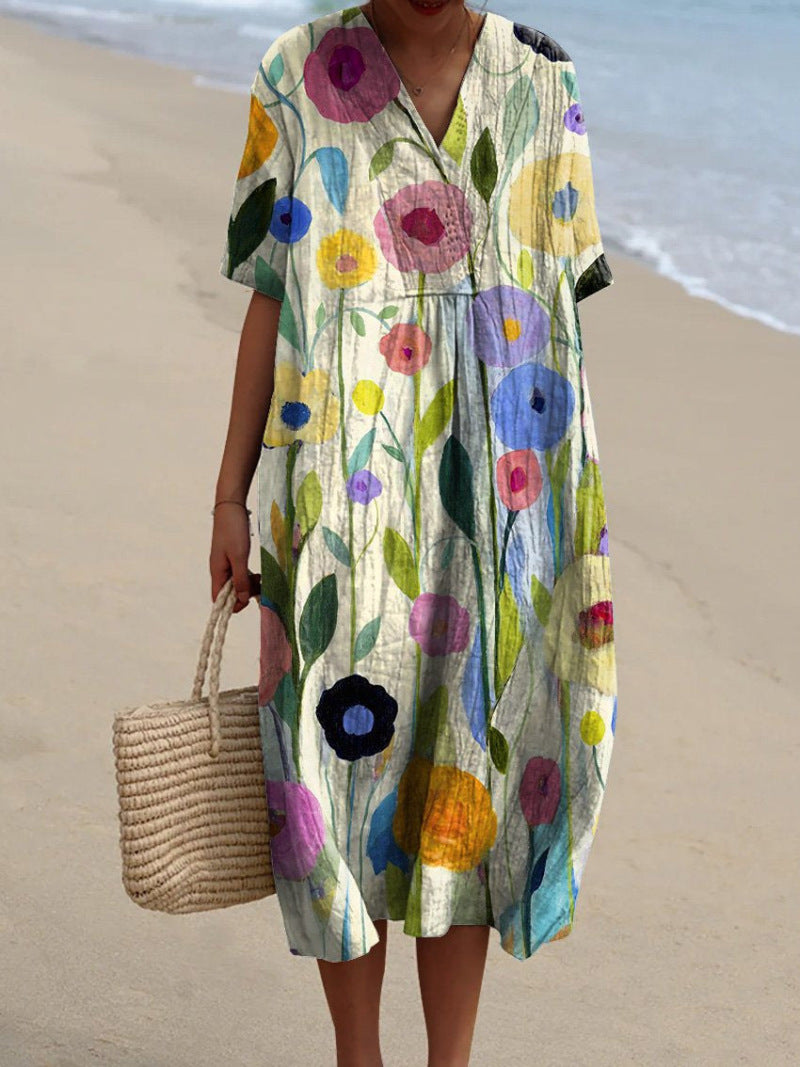 Women's Colorful Summer Dress with Floral Print