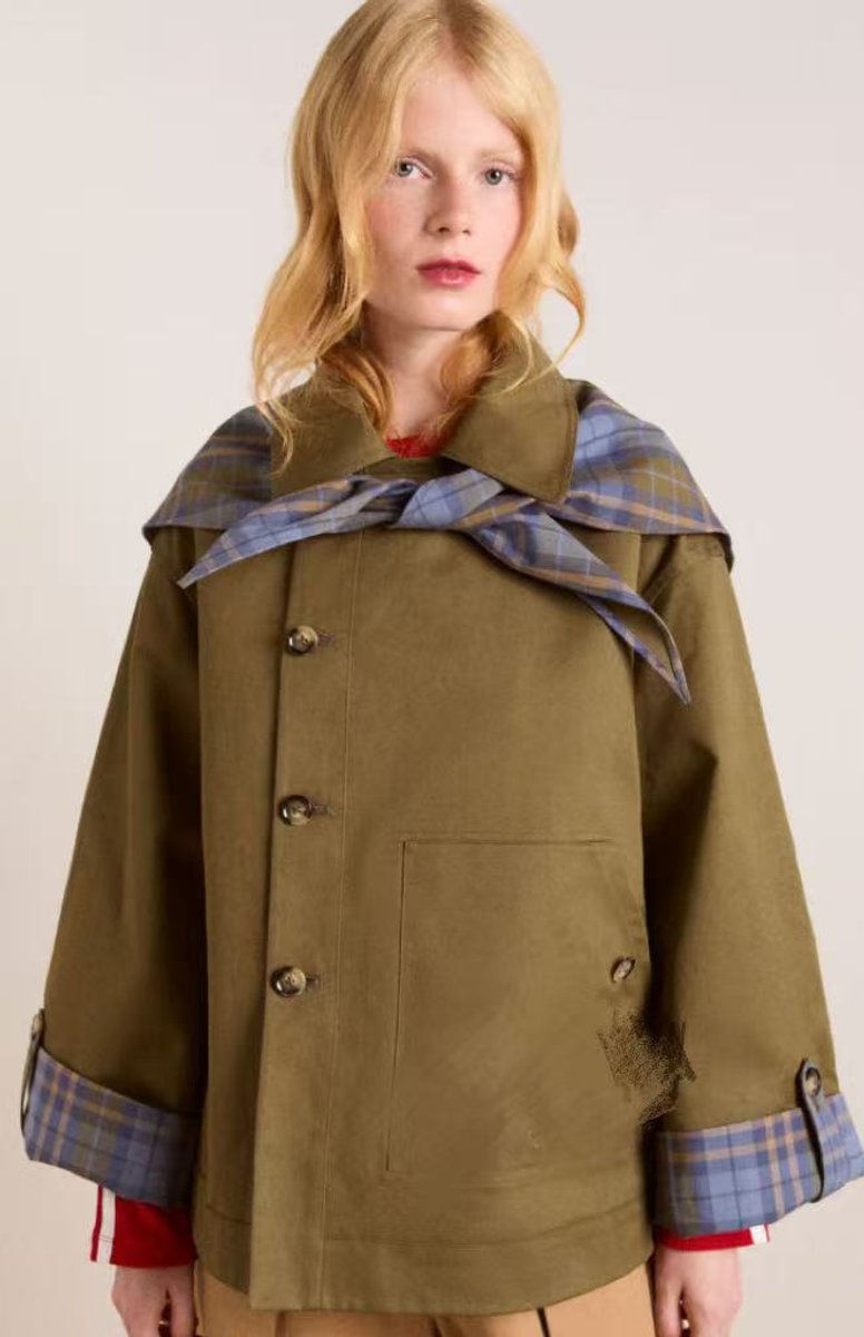 Bettina | Women's Cropped Jacket with Check-Lined Hood