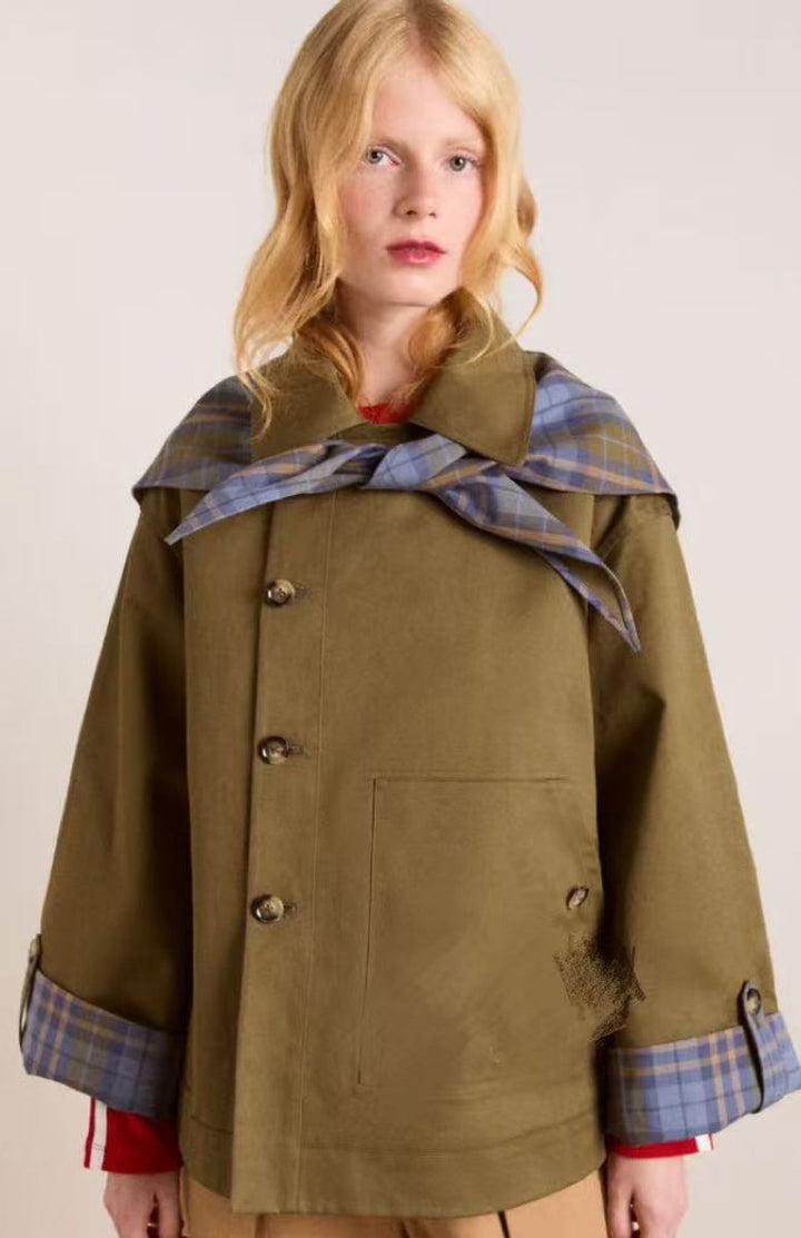 Bettina | Women's Cropped Jacket with Check-Lined Hood