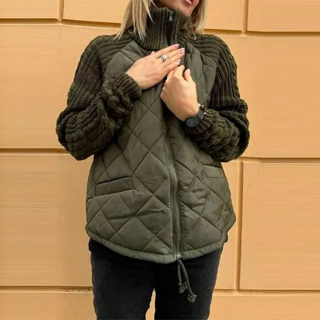 Fabienne | Women's Quilted Jacket with Contrast Textured Sleeves