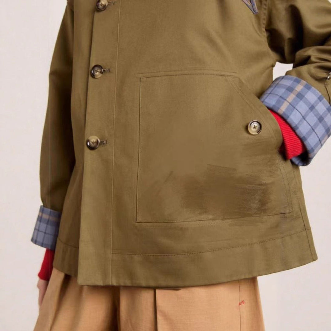 Bettina | Women's Cropped Jacket with Check-Lined Hood