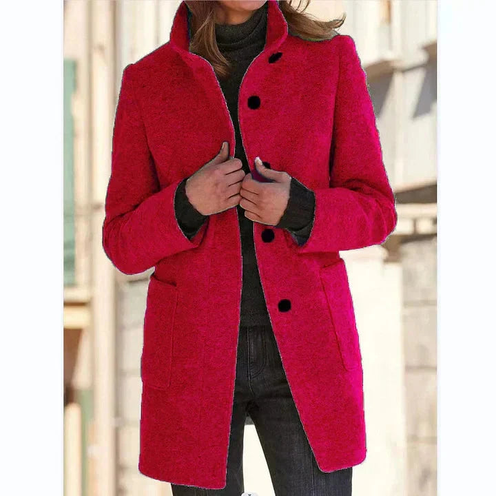 Ludivine | Women's Longline Stand-Collar Coat with Button Front