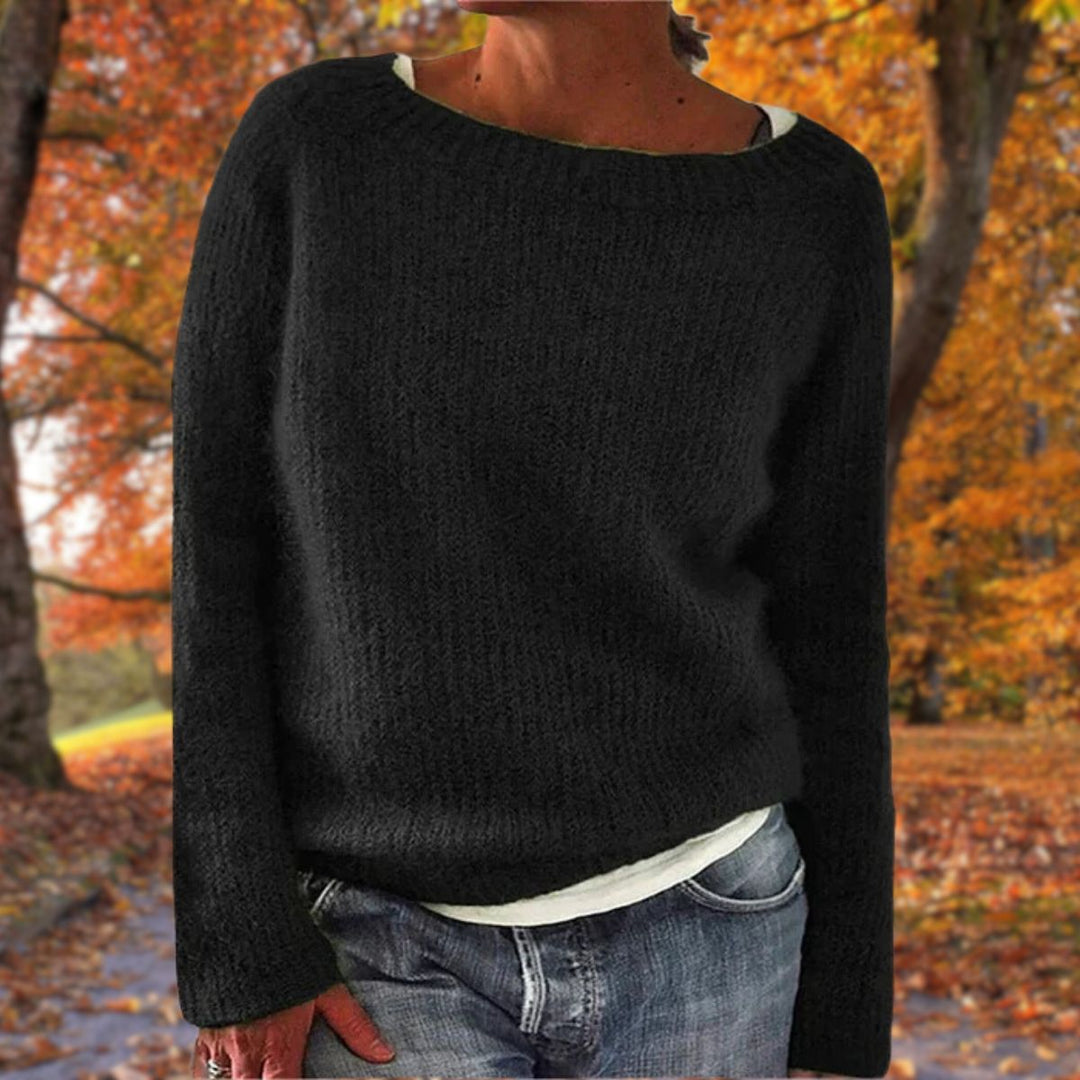 Women's Textured Knit Sweater with Drop Shoulders