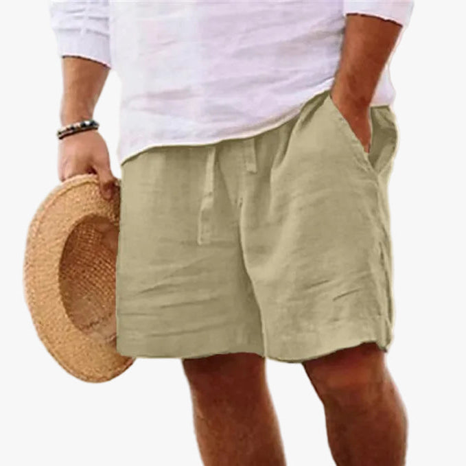 Harold | Casual Elastic Drawstring Waist Linen Shorts