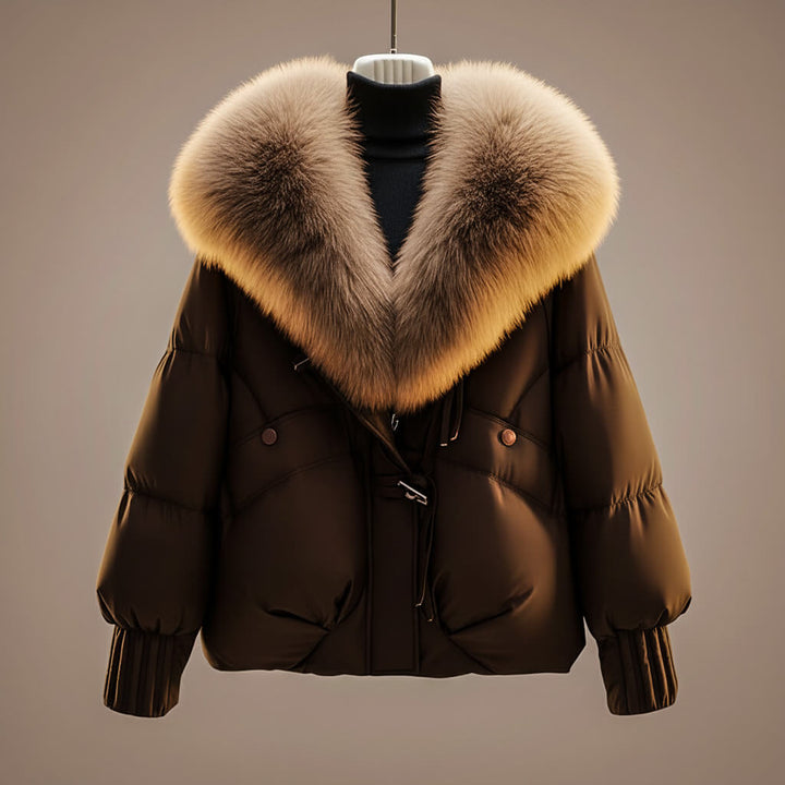 Honorine | Women's Cropped Puffer Jacket with Oversized Statement Collar