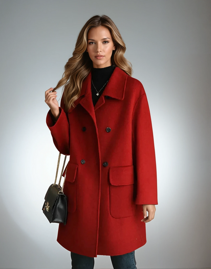 Diane | Women's Longline Coat with Patch Pockets and Notch Lapel